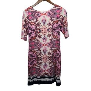 Eliza J Pink Paisley Zip Back Short Sleeve Sheath Dress 6